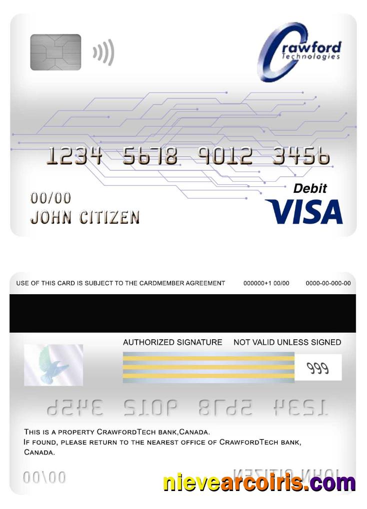 Canada Crawfordtech bank visa debit card